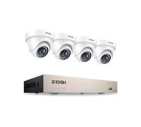 ZOSI Kit Vidéo Surveillance 8CH DVR 4 Caméra Surveillance Extérieure 1080p | Détection IA de Personne et Véhicule, Aerte Instantanée via APP gratuite, Compression H.265+, Enregistrement 24/7 Domestique