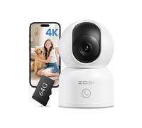 ZOSI Pack 1 Caméra Intérieure 4K 8MP WiFi 2,4G/5G avec Carte Mémoire 64Go | Pan/Tilt Vue 360°, bouton Appel 1 Clic pour enfants/âgés, Suivi Automatique, 64 Go inclus, Détection IA