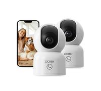 ZOSI Pack 2 Caméra Intérieure 4K 8MP WiFi 2,4G/5G avec Carte Mémoire 64Go | Pan/Tilt Vue 360° Détection de Personne/Visage/Animal, Audio Bidirectionnel, Suivi Automatique et Appel en 1 Clic, C518