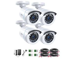 ZOSI Pack 4 Caméra Surveillance Filaire Extérieure 1080P HD-TVI | Objectif 3.6mm Angle de Vue 90° Vision Nocturne 24 mètres Etanche IP66 pour Système Vidéo Surveillance avec Fil