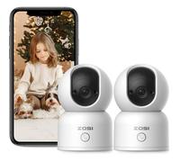 ZOSI Pack de 2 Caméra Surveillance Intérieure WiFi 3MP 2,4G/5Ghz, PT Caméra IP sans Fil à 360°, Détection et Suivi de Personne C518