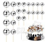 Zosutetoxo 23stück Happy Birthday Kit de Décoration pour Gâteau, Boules Disco Cupcake Topper Décoration de Gâteau d'anniversaire Années 1970 Cadeau de Fête