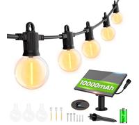 ZOTOYI 45m Guirlande Solaire Lumineuse Exterieure Jardin, ip65 Guirlande Guinguette Extérieure LED avec G40 60+3 Ampoule Interrupteurs Automatiques Photosensibles pour Patio Cour Mariage
