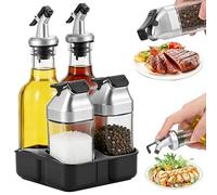 Zourglow Set de 5 Distributeur de Vinaigre et D'huile, Etanche Anti-Goutte