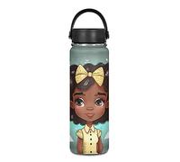 ZOUTAIRONG American Magic Bouteille d'eau isotherme en acier inoxydable de 532 ml avec poignée Noir africain Bouteille isotherme réutilisable pour le sport Tasse à café