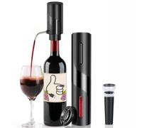 ZOYIDOUX Tire Bouchon Electrique 4 en 1 Coffret Cadeau avec Ouvre Bouteille Rechargeable,Decanteur Rechargeable,Coupe-Capsule et Bouchon à Vin sous Vide,Ensemble Cadeau de Noël Amateurs de Vins,Noir