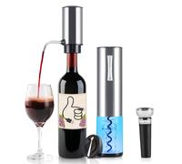 ZOYIDOUX Tire Bouchon Electrique 4 en 1 Coffret Cadeau avec Ouvre Bouteille Rechargeable,Decanteur Rechargeable,Coupe-Capsule et Bouchon à Vin sous Vide,Cadeau de Noël Amateurs de Vins,Argenté