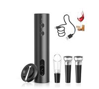 ZOYIDOUX Tire Bouchon électrique Rechargeable Coffret Cadeau - Ouvre-Bouteille avec 2 Bouchons sous Vide, Câble USB-C, Verseur & Coupe-Capsule, Cadeau pour Les Amateurs de vin