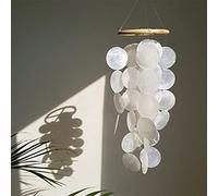 ZOYIEP Carillon à vent Coquilles Capiz Nacre en Blanc pour Ornements Suspendus Maison Décoration Chambre d'Enfant (Petit)