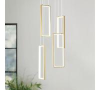 ZPBSJ Moderne Dimmbar Cuisine Pendelleuchte Lumière LED Or Pendulum 4 Anneau Rectangulaire Pendant für Esszimmer Chambre Salon Couloir