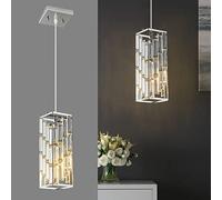 ZPBSJ Suspension moderne en chrome - Mini pendentif en cristal - Fixation réglable pour cuisine, salle à manger, chambre à coucher (1 paquet)