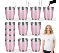 Zpcipro Lot de 12 Verre à Shot avec Chaîne 30ml, Verres à Shot Acier Inoxydable à Porter Autour du Cou, pour EVG/EVJF, Mariage, Carnaval, Dégustation de Vin