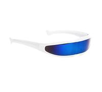 ZPGVWXKO Lunettes de Soleil à Visière Futuristes Nolvey - Accessoires de Déguisement pour Soirées, Cadre Blanc Bleu en Miroir, comme décrit