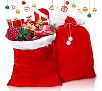 ZQEJEFD Hotte du père Noël, 2x Sac de Noël XXL Noble en Velours avec Cordon | 100 x 70cm Sac de Père Noël, Sac Cadeau pour Costume et décoration du Père Noël-Sac de Père Noël à Remplir