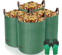 ZQEJEFD Sacs de Jardin 4x272L,Sac de Déchets de Jardin en Polypropylène Extrêmement Robuste (PP),Pliables et Réutilisables,étanche Grande Sacs avec Poignées,Sacs Poubelle de Jardin(Gants de Jardinage)