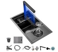 ZQFHSX Ensemble lavabo à Poser Gain de Place avec Robinet et Accessoires - Compact et Invisible, idéal pour Salle de Bain ou Cuisine d'appartement ou Villa (55 x 32 x 23 cm).