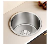 ZQFHSX Évier de Bar Rond argenté avec bonde, évier de préparation en Acier Inoxydable, Petit Poste de Travail de Cuisine avec Panneau épais, Lave-Tasses pour Installation encastrée et sou