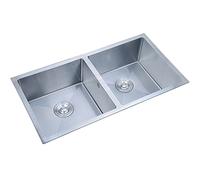 ZQFHSX Évier de Cuisine, évier de préparation Double en Acier Inoxydable avec bonde, Installation encastrée ou sous Plan, Facile à Nettoyer (Dimensions : 78 x 43 cm)