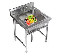 ZQFHSX Évier de Jardin extérieur en Acier Inoxydable 304, idéal pour Camping-Car, Bar, Cuisine Professionnelle, terrasse, Barbecue ou fête. Poste de Travail Autonome à Une cuve avec Robin