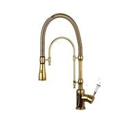 ZQFHSX Robinet de Cuisine à douchette extractible, mitigeur Double poignée Eau Chaude/Eau Froide, élégant évier doré pour Un Design Moderne, Durable et Facile à Installer