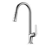 ZQFHSX Robinet de Cuisine avec douchette extractible, Robinet d'évier extractible Rotatif en cuivre, mitigeur Eau Chaude/Eau Froide à poignée Unique, Montage sur Plage à 1 Trou, Noir et o