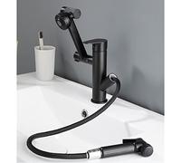 ZQFHSX Robinet d'évier de Cuisine pour Bar, Ferme ou Commerce, Robinet Moderne Noir à Rotation à 360°, douchette extractible, mitigeur Eau Chaude/Froide à Deux becs.