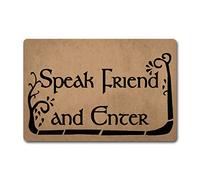 ZQH Paillasson d'entrée « Speak Friend and Enter » Le Seigneur des Anneaux - Monogramme de bienvenue (23,6 x 40 cm) - Dessus en tissu non tissé avec dos en caoutchouc antidérapant - Lavable