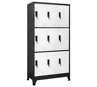 ZQQLVOO Armoire à casier, anthracite, blanc, 90 x 45 x 180 cm, en acier, rangement avec portes verrouillables, fentes d'aération et porte-badge, pour bureau, école, armoire de rangement