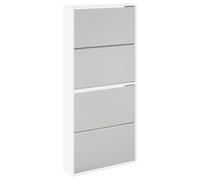 ZQQLVOO Armoire à chaussures avec miroir 4 compartiments Blanc 63 x 17 x | 4 compartiments rabattables, espace pour 3 à 4 paires par compartiment, matériau robuste, peu encombrant, aspect moderne
