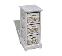 ZQQLVOO Armoire en bois avec 3 paniers tressés blancs - Étagère en bois robuste avec paniers de rangement pour espace de rangement et décoration de pièce de style maison de campagne