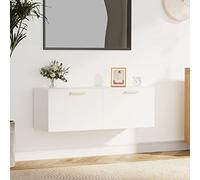 ZQQLVOO Armoire murale blanche 100 x 36,5 x 35 cm en bois avec 2 tiroirs, armoire suspendue pour espace de rangement, rangement décoratif, matériau robuste pour montage mural, design peu encombrant