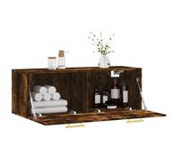 ZQQLVOO Armoire murale en chêne fumé - 100 x 36,5 x 35 cm - En bois avec surface lisse pour un rangement pratique et un montage mural - Surface de présentation décorative pour articles de décoration