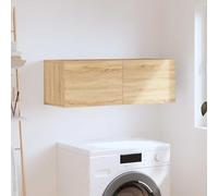 ZQQLVOO Armoire murale en chêne Sonoma - 100 x 36,5 x 35 cm - Armoire suspendue avec espace de rangement pour salon et couloir