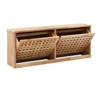 ZQQLVOO Banc à chaussures 94 x 20 x 38 cm en bois massif de noyer avec | Bois de noyer massif, contreplaqué, façade en grille d'aération, assise confortable, montage facile