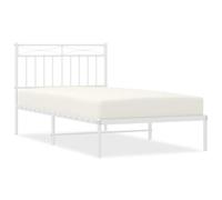 ZQQLVOO Bed Frame Sommier à lattes en palettes avec tête de lit en métal Blanc 100 x 190 cm