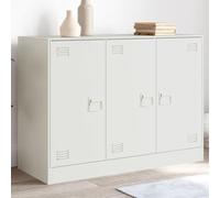 ZQQLVOO Buffet blanc 99 x 39 x 73 cm en acier moderne pour salon avec cadre en acier, espace de rangement, armoire pour livres et documents, design pratique avec poignées