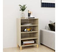 ZQQLVOO Buffet en chêne Sonoma - 57 x 35 x 90 cm - En bois - Avec 4 étagères et pieds en bois pour un espace de rangement et une stabilité - Bibliothèque robuste avec durabilité et simplicité