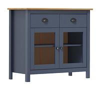 ZQQLVOO Buffet Hill en pin massif gris 90 x 40 x 80 cm avec 2 étagères et 2 tiroirs de rangement Armoire d'appoint pour l'ordre de la maison