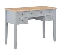 ZQQLVOO Bureau classique gris 109,5 x 45 x 77,5 cm en bois avec cinq grands tiroirs, bureau de bureau en MDF de qualité supérieure et bois de pin, robuste avec design intemporel
