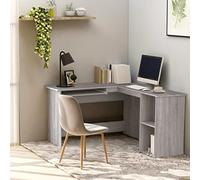 ZQQLVOO Bureau d'angle gris Sonoma - 120 x 140 x 75 cm - En bois - Avec plateau de clavier extensible et 2 étagères ouvertes - Pour bureau à domicile - En forme de L - Ergonomique