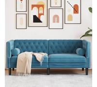 ZQQLVOO Canapé Chesterfield avec rouleaux de nuque, 2 places, en velours bleu, fauteuil de club