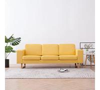 ZQQLVOO Élégant canapé 3 places jaune en tissu résistant avec un grand confort d'assise, des coussins amovibles et un cadre en bois robuste pour votre salon ou votre bureau.