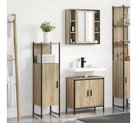 ZQQLVOO Ensemble de meubles de salle de bain 3 pièces en contreplaqué chêne Sonoma avec miroir, design moderne pour des solutions de rangement pratiques, beaucoup d'espace de rangement avec plusieurs