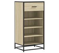 ZQQLVOO Étagère à chaussures en chêne Sonoma 48 x 38 x 97,5 cm avec cadre | Matériau en bois, cadre en acier, plusieurs compartiments, design en grille ventilée, plaque supérieure