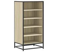 ZQQLVOO Étagère à chaussures en chêne Sonoma 48 x 38 x 97,5 cm avec cadre | Matériau en bois, chêne Sonoma, cadre en acier, design grille ventilée, plusieurs compartiments, plaque supérieure