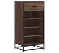 ZQQLVOO Étagère à chaussures marron aspect chêne 48 x 38 x 97,5 cm | Cadre en acier, design grille ventilée, beaucoup d'espace de rangement, plaque supérieure stable, support mural inclus