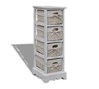 ZQQLVOO Étagère blanche en bois avec 4 paniers, armoire d'appoint robuste pour le rangement, décoration de pièce de style maison de campagne, support mural fourni pour plus de sécurité, meuble élégant