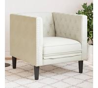 ZQQLVOO Fauteuil Chesterfield en velours crème avec assise rembourrée et piqûre à boutons pour un confort élégant et un design élégant du salon