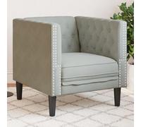 ZQQLVOO Fauteuil Chesterfield en velours gris clair avec assise rembourrée et boutonnière pour un confort élégant