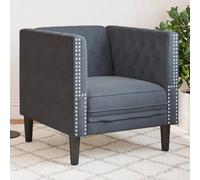 ZQQLVOO Fauteuil Chesterfield en velours gris foncé avec assise rembourrée et détails boutonnés pour une ambiance élégante
